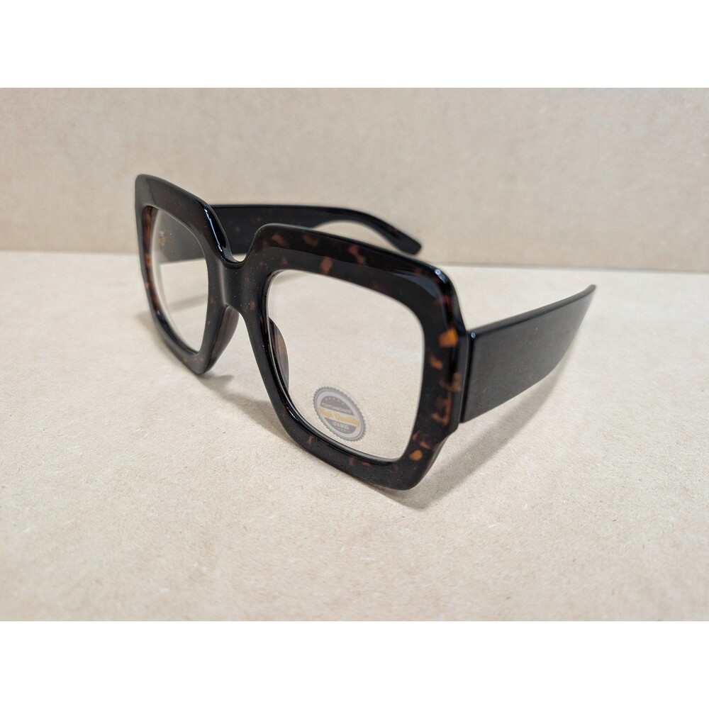 Dark Tortoise Shell Square Eyeglass Frames - Bold Thick Rim Fashion Glasses 8902